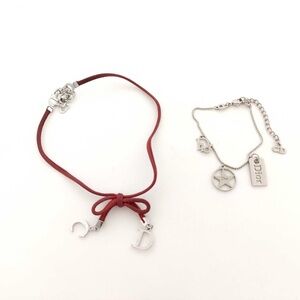 Dior Silver Star and Tag Charm Necklace